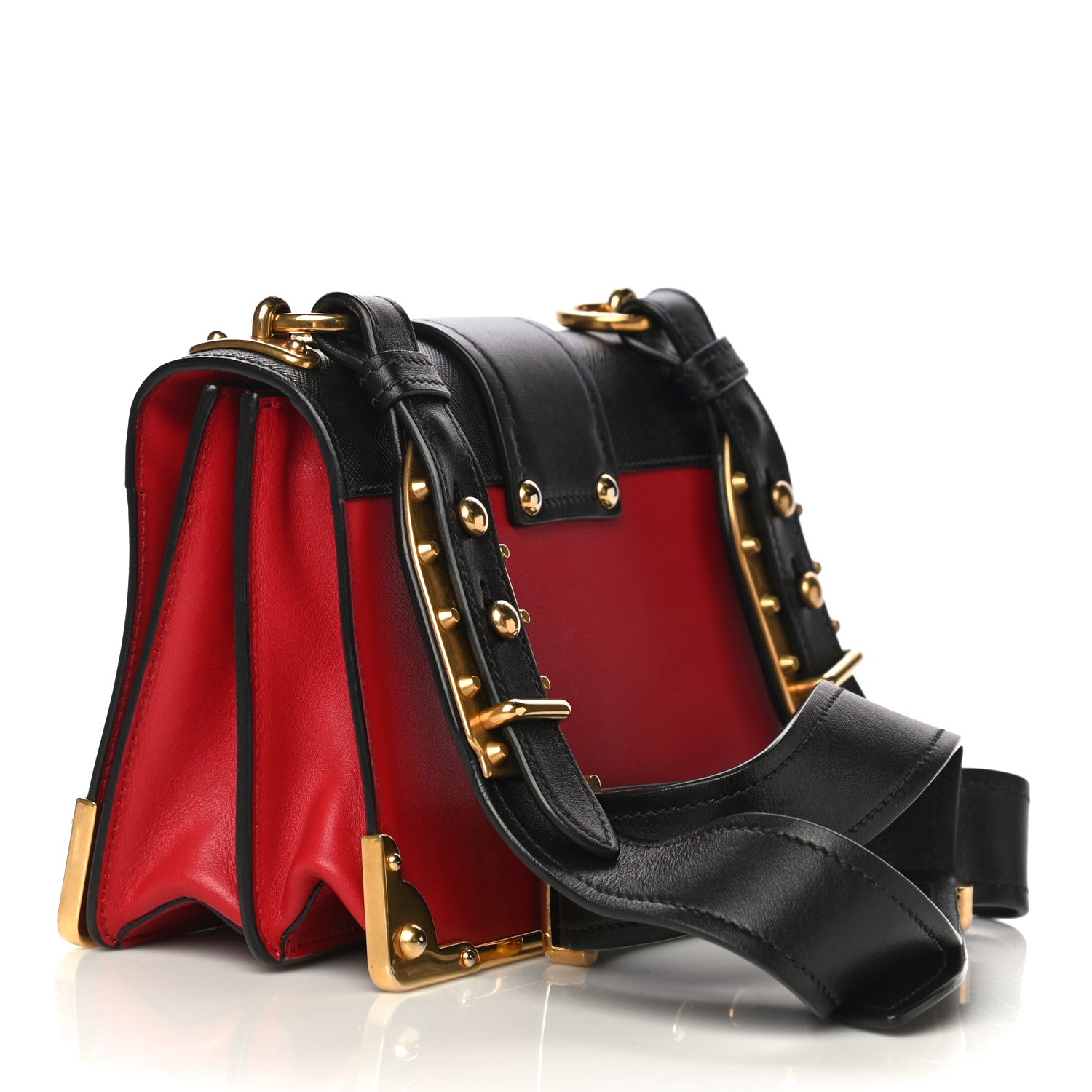 Prada City Calfskin Saffiano Cahier Bag Fuoco Black 3 of 13