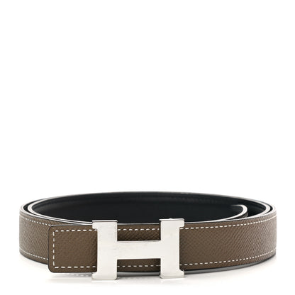 Hermes Swift Epsom 24mm Mini Constance H Belt 95 Black Etoupe 1 of 6