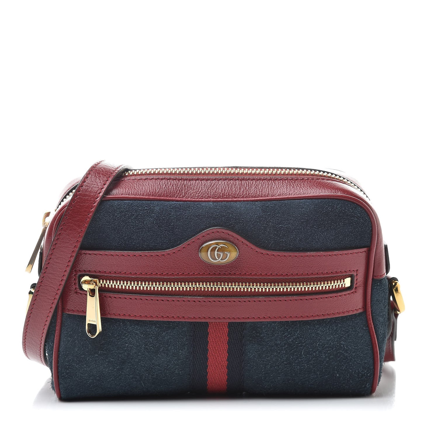 Suede Calfskin Web Mini Ophidia Shoulder Bag New Blue Romantic Cherry