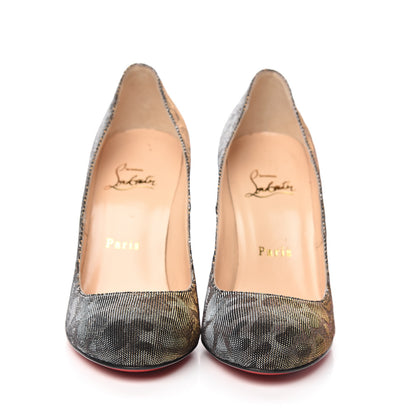 Christian Louboutin Leopard Lame Fifi 100 Pumps 36.5 Gold Silver 2 of 9