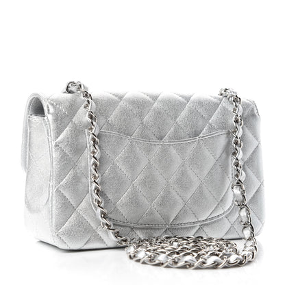 Chanel Metallic Lambskin Quilted Mini Rectangular Flap Silver 3 of 11