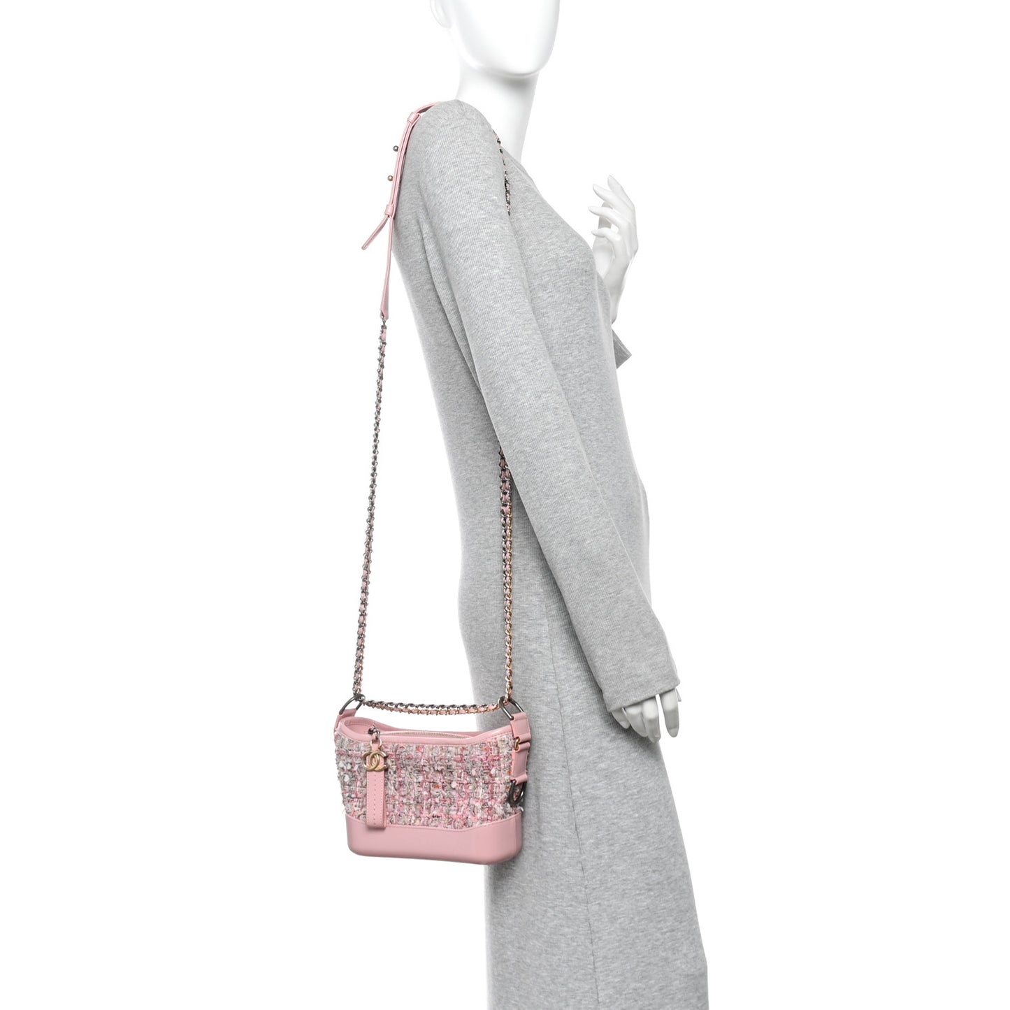 Tweed Calfskin Small Gabrielle Hobo Light Pink