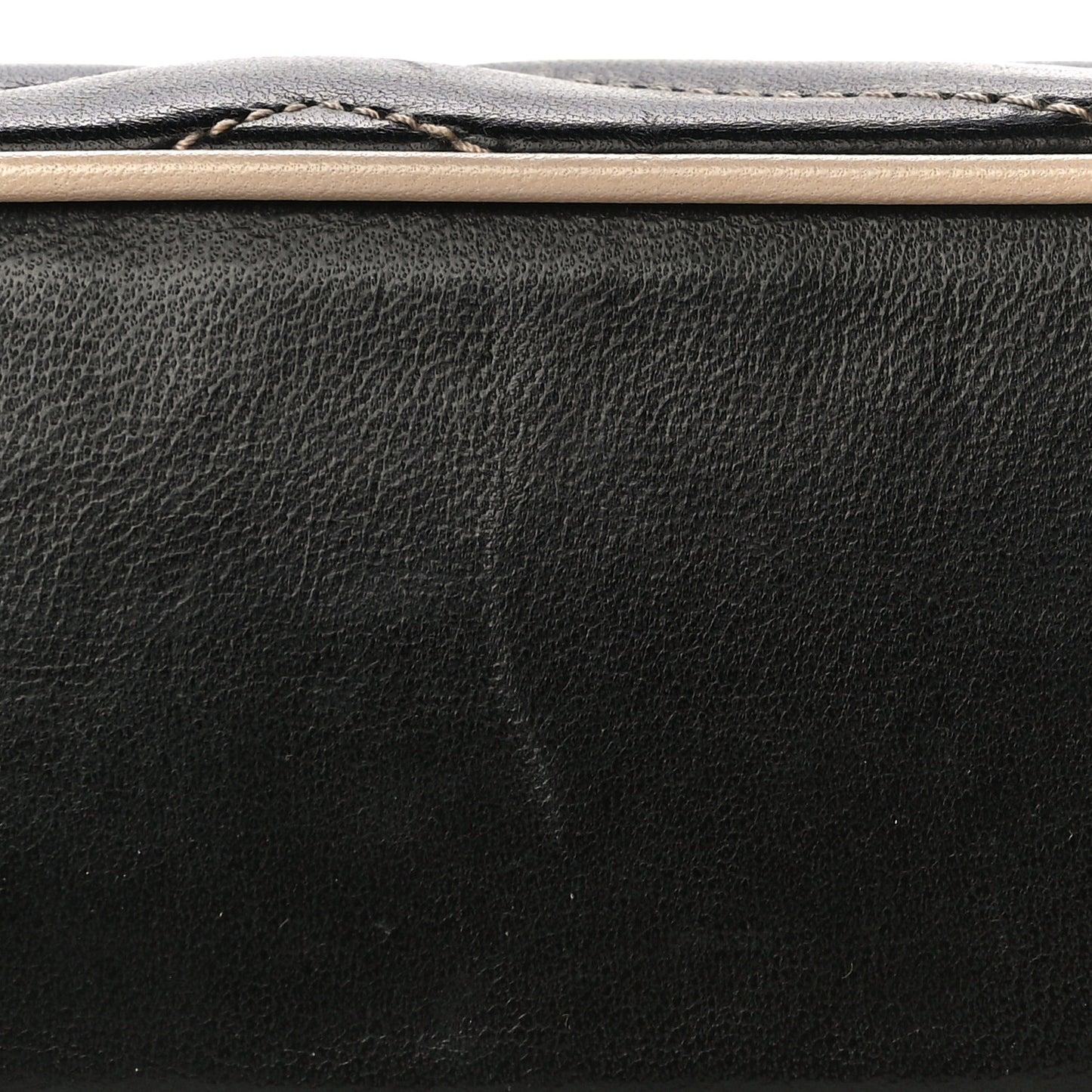 Lambskin Quilted Single Flap Bag Black Beige