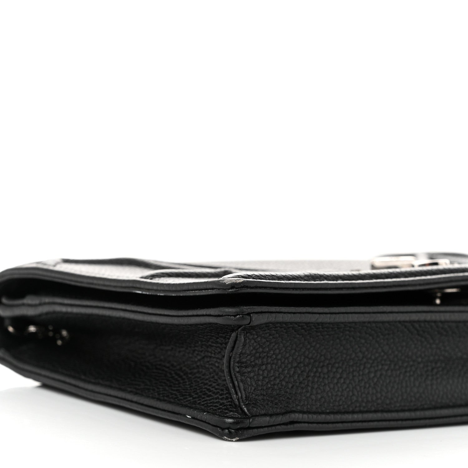 Christian Dior Grained Calfskin Diorama Wallet on Chain Pouch Black 9 of 11