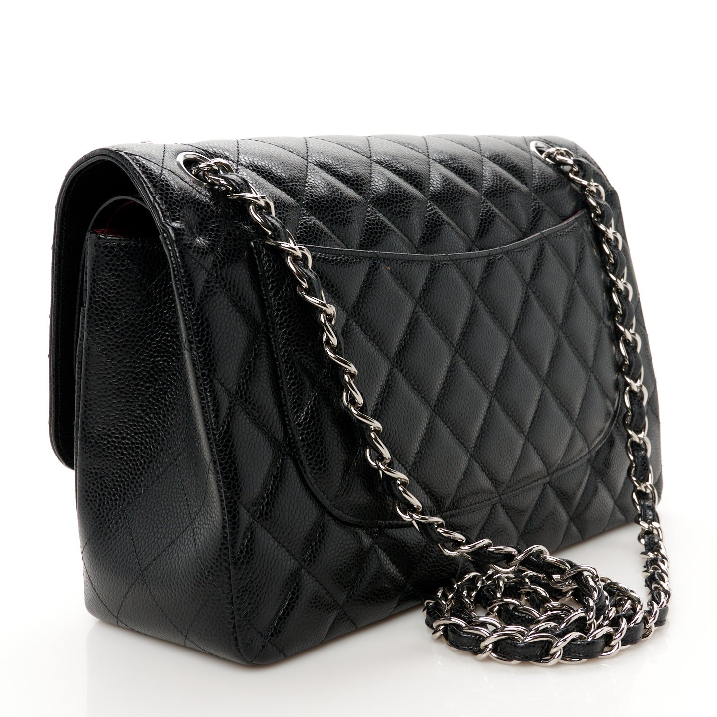 Caviar Quilted Jumbo Double Flap Black