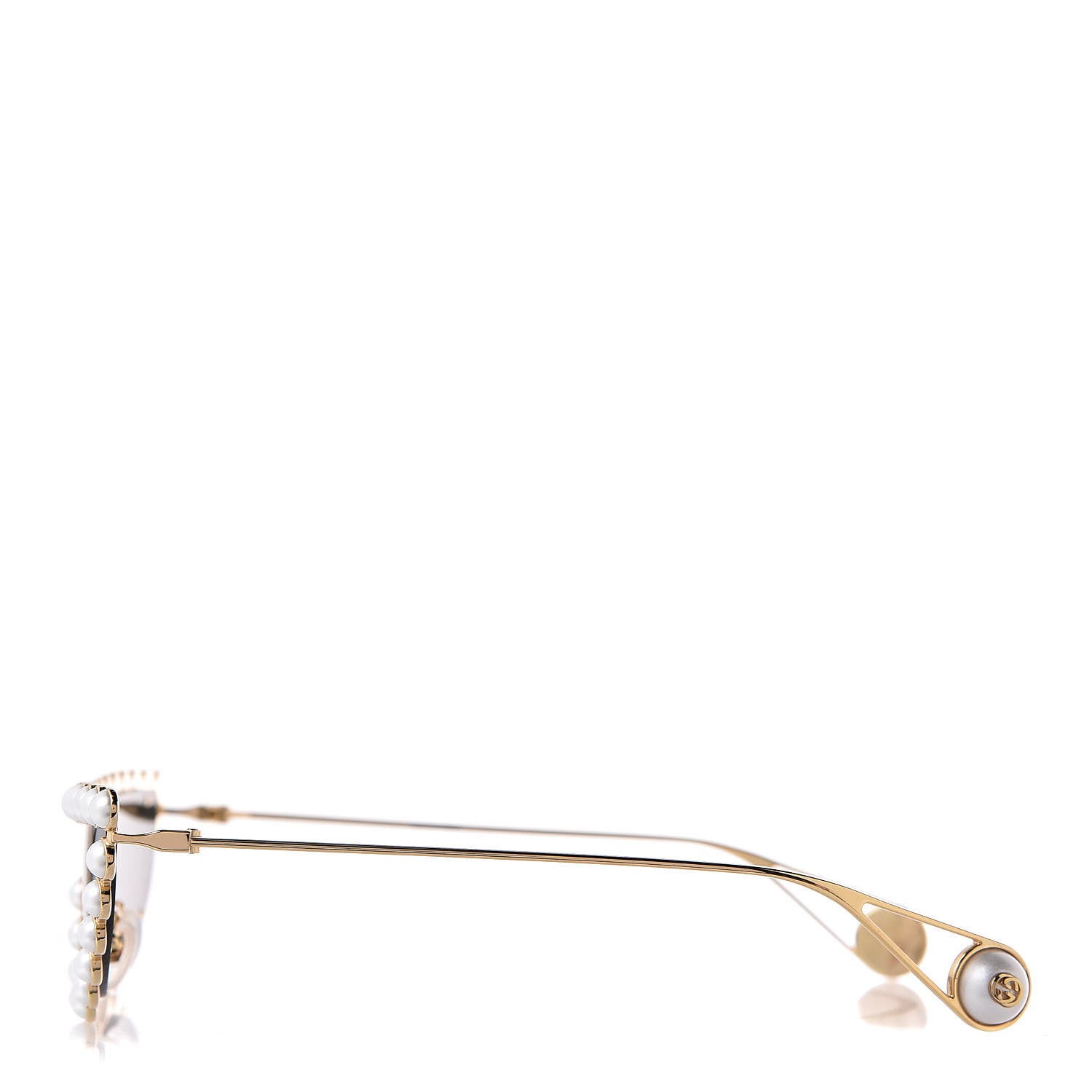 Gucci Metal Pearl Cat Eye Sunglasses GG0364S Gold 2 of 6