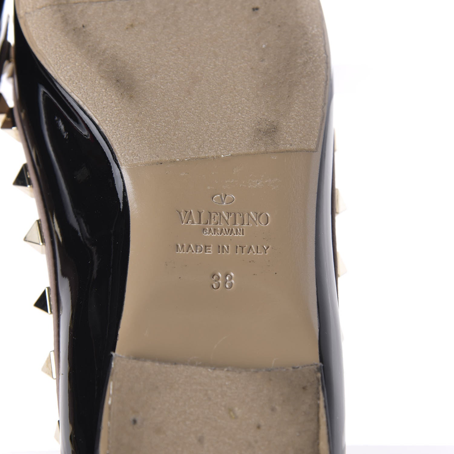 Valentino Garavani Patent Nappa Rockstud Ballerina Flats 38 Black Poudre 6 of 9