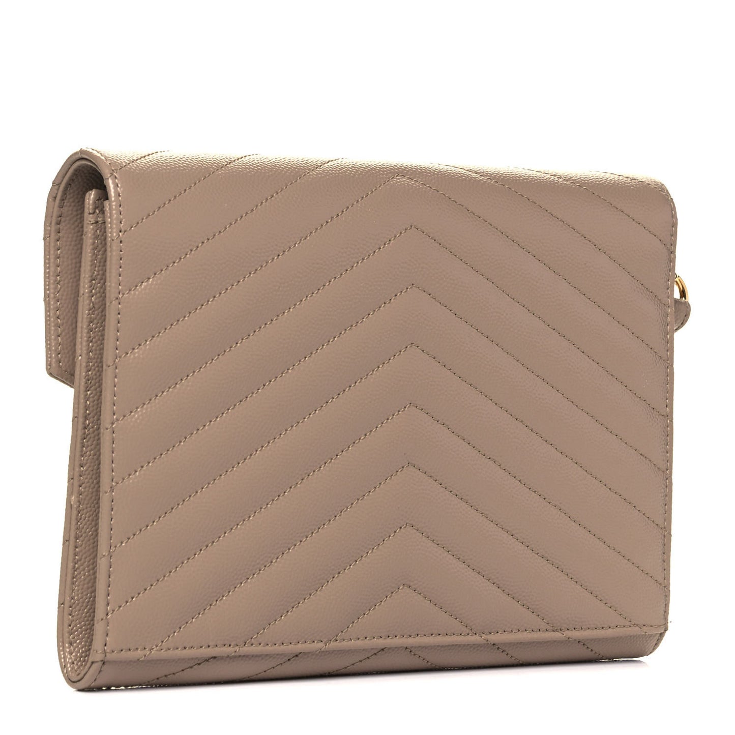 Grain De Poudre Matelasse Chevron Monogram Envelope Clutch Dark Beige