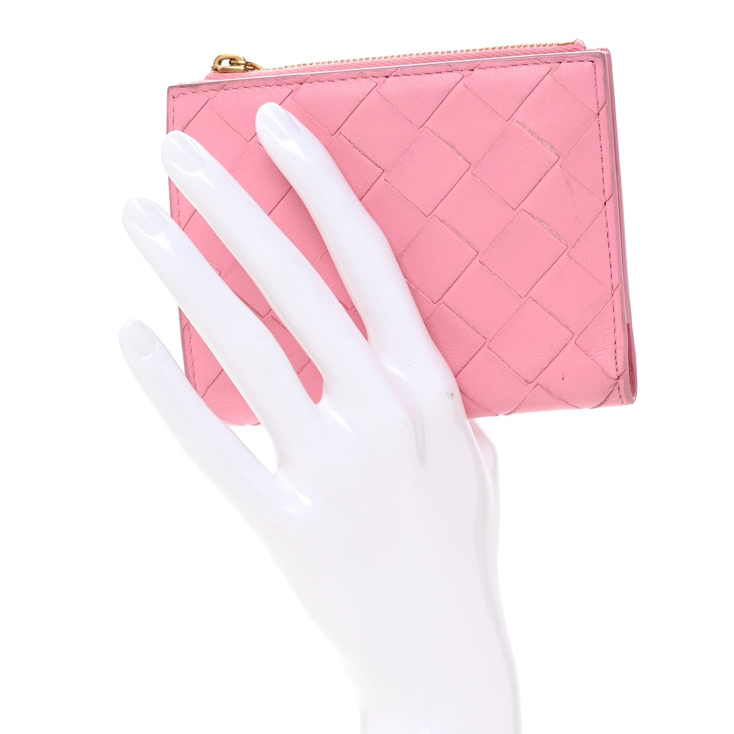 Nappa Intrecciato Bifold Zip Wallet Ribbon