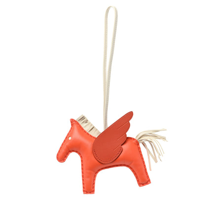 Hermes Milo Lambskin Grigri Rodeo Pegase Horse Bag Charm PM Orange Poppy Craie Terre Battue 1 of 4