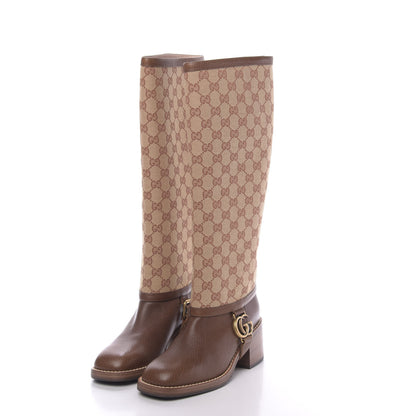 Gucci GG Monogram Calfskin Lola Tall Boots 36.5 Beige Ruggine Cuir 3 of 9