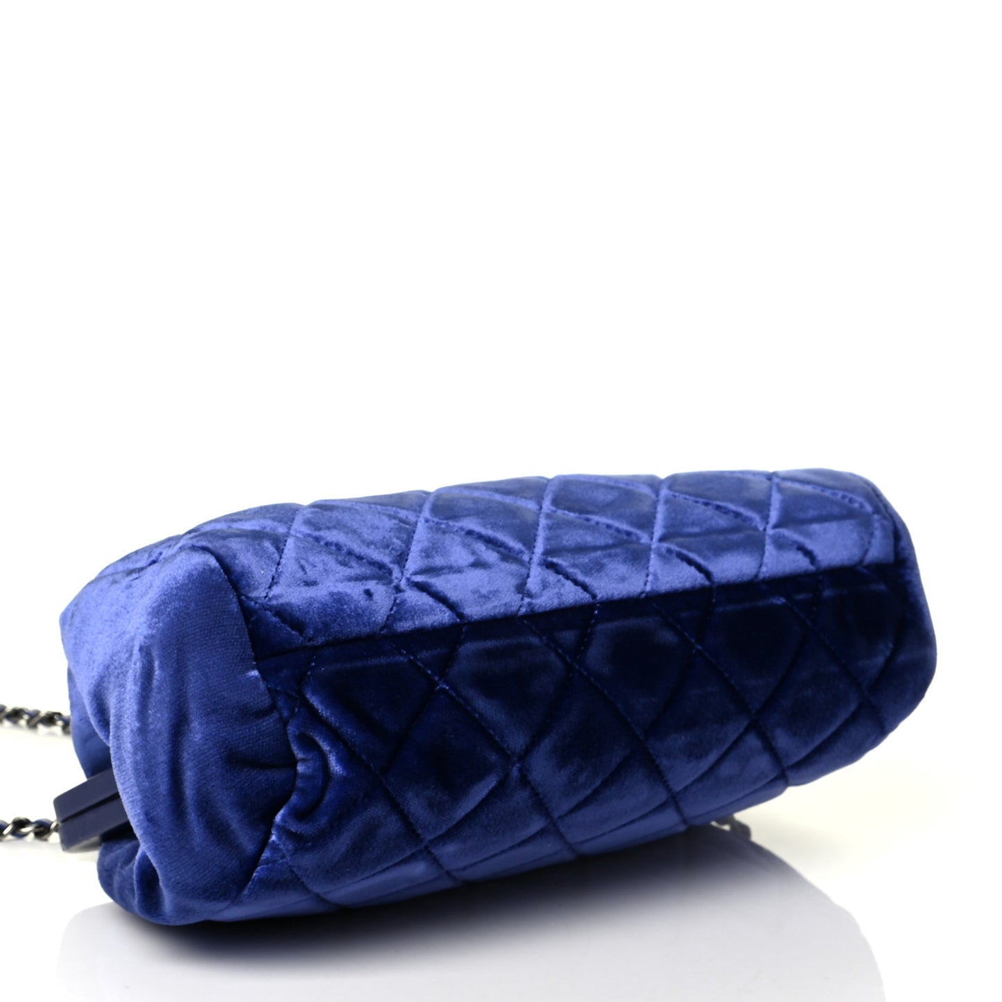 Velvet Quilted Kiss Lock Evening Bag Blue
