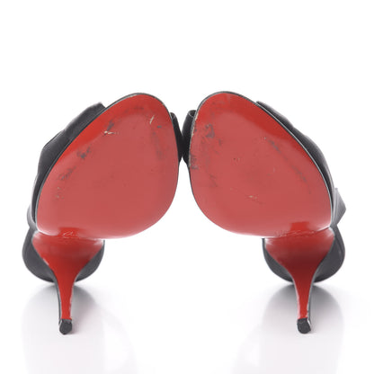 Christian Louboutin Crepe Satin Moustique 100 Peep Toe Slingback Pumps 35 Black 5 of 7
