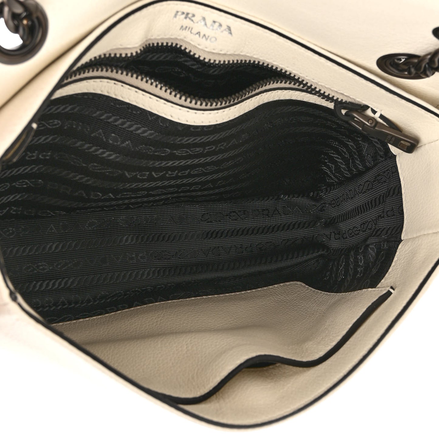 Glace Calfskin Studded Crossbody White