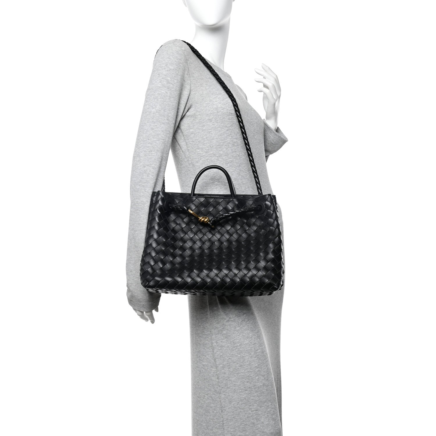 Bottega Veneta Nappa Intrecciato Medium Andiamo Shoulder Bag Black 2 of 9
