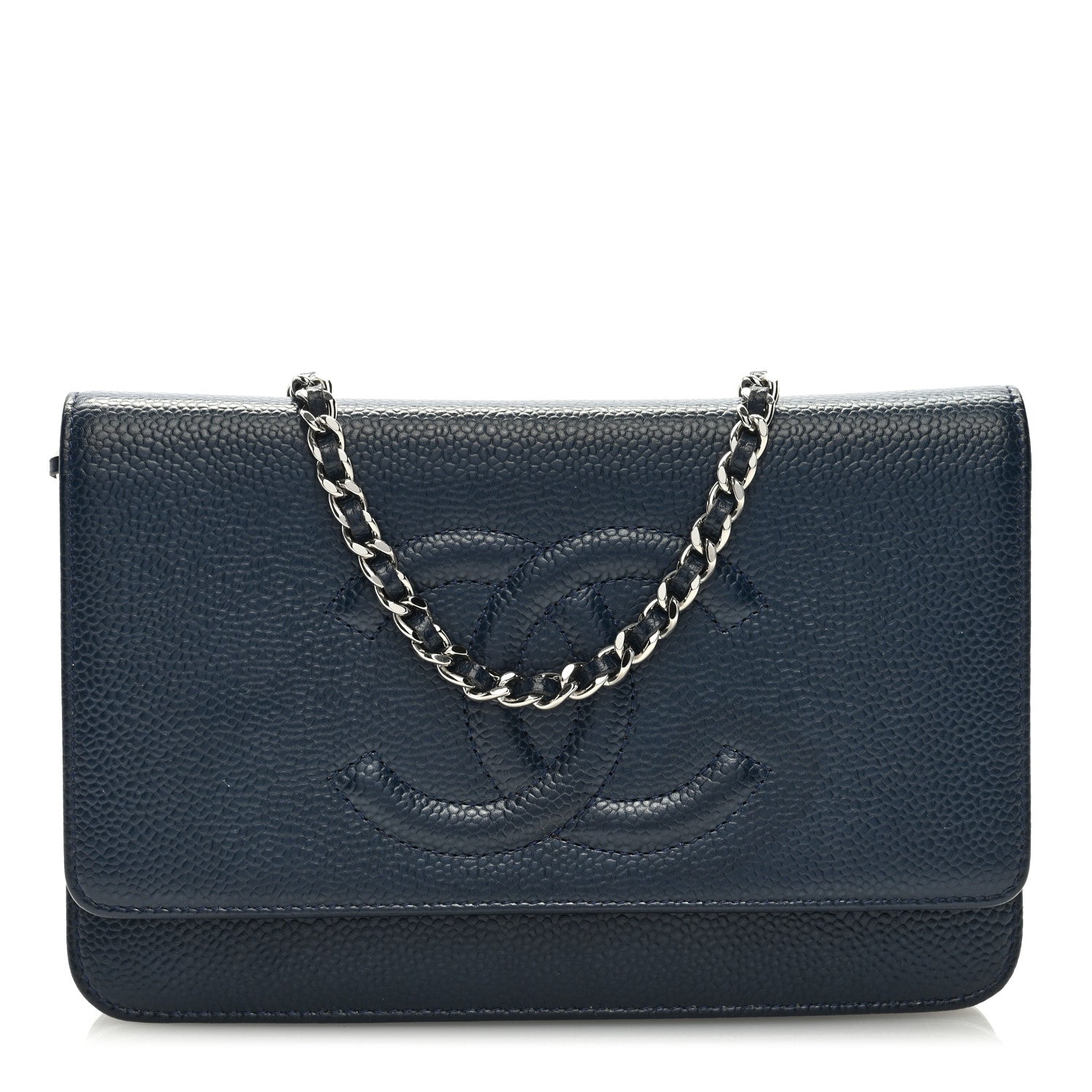 Chanel Caviar Timeless CC Wallet on Chain WOC Navy Blue 1 of 9