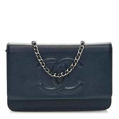 Chanel Caviar Timeless CC Wallet on Chain WOC Navy Blue 1 of 9