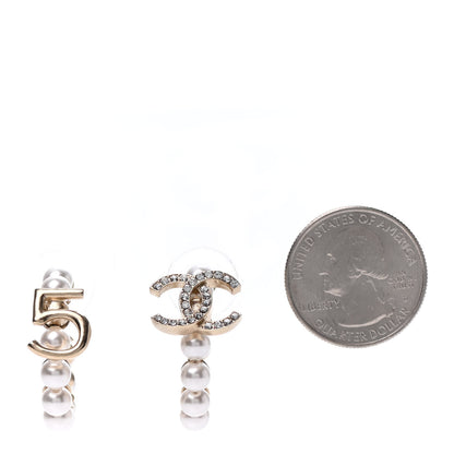 Chanel Crystal Pearl CC No 5 Hoop Drop Earring Gold 4 of 4