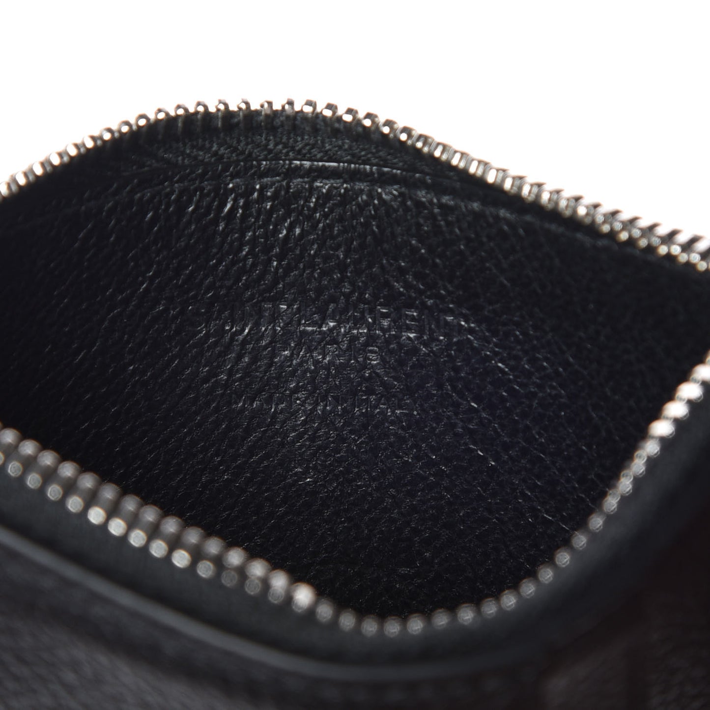 Grained Calfskin 5 Fragments Zip Pouch Card Holder Black