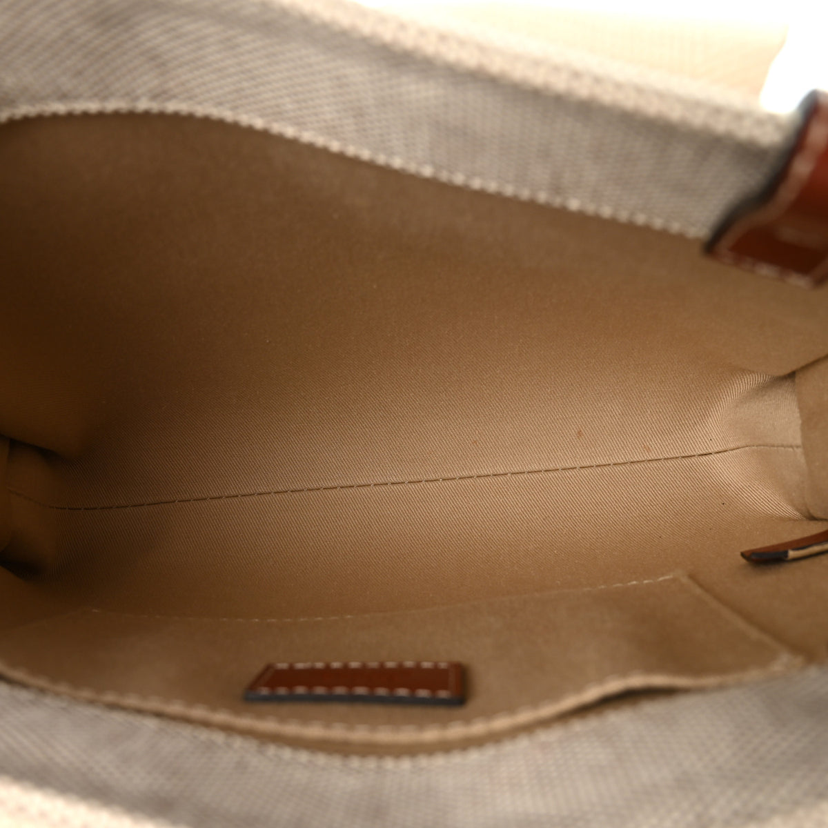 Chloe Cotton Calfskin Small Woody Ribbon Tote  White Brown 5 of 10
