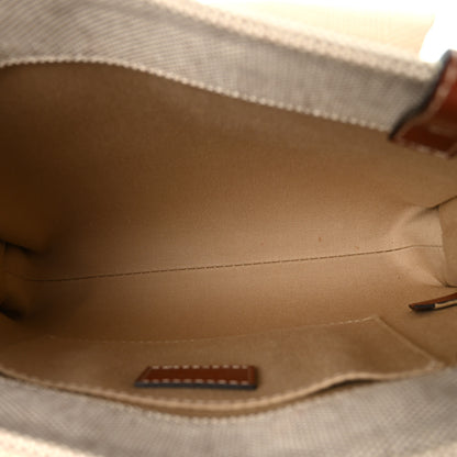 Chloe Cotton Calfskin Small Woody Ribbon Tote  White Brown 5 of 10