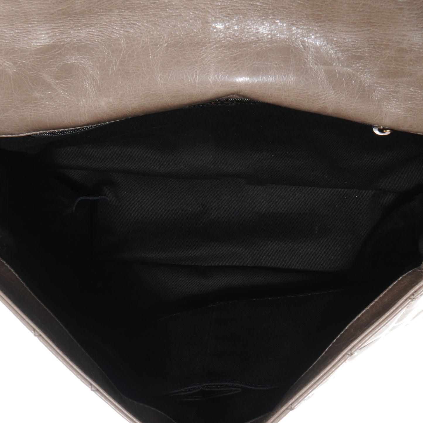 Glazed Calfskin Castle Rock Large Flap Dark Beige