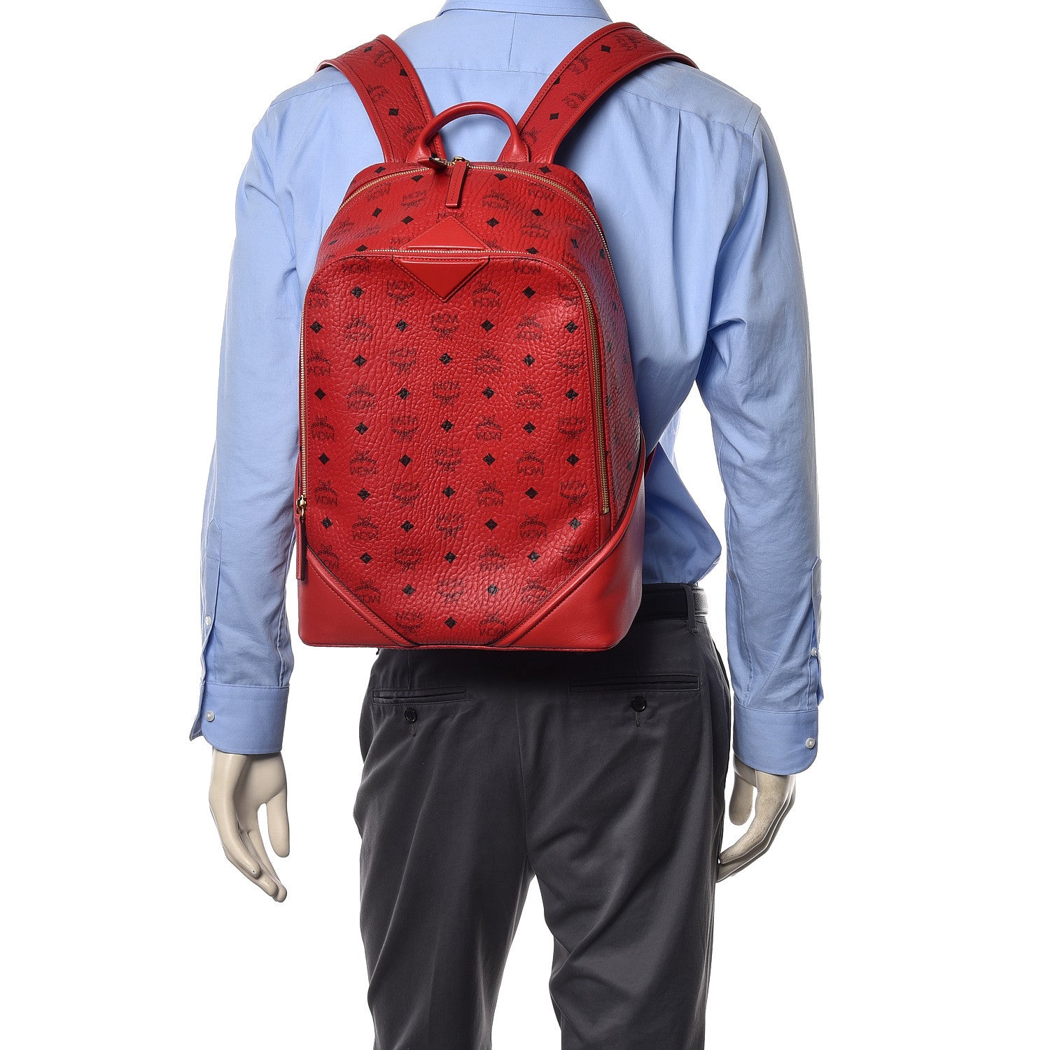 MCM Visetos Medium Duke Backpack Ruby Red 2 of 14