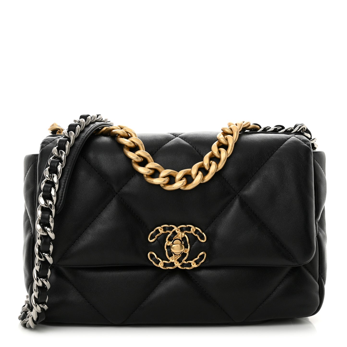 Lambskin Quilted Medium Chanel 19 Flap Black