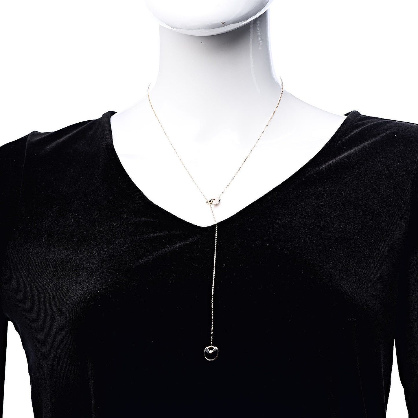 18K Pink Gold Diamond Mother of Pearl Black Onyx XS Amulette de Cartier Necklace