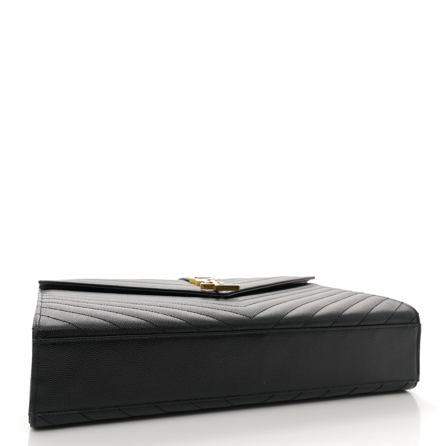 Saint Laurent Grain De Poudre Matelasse Chevron Large Monogram Satchel Black 4 of 10