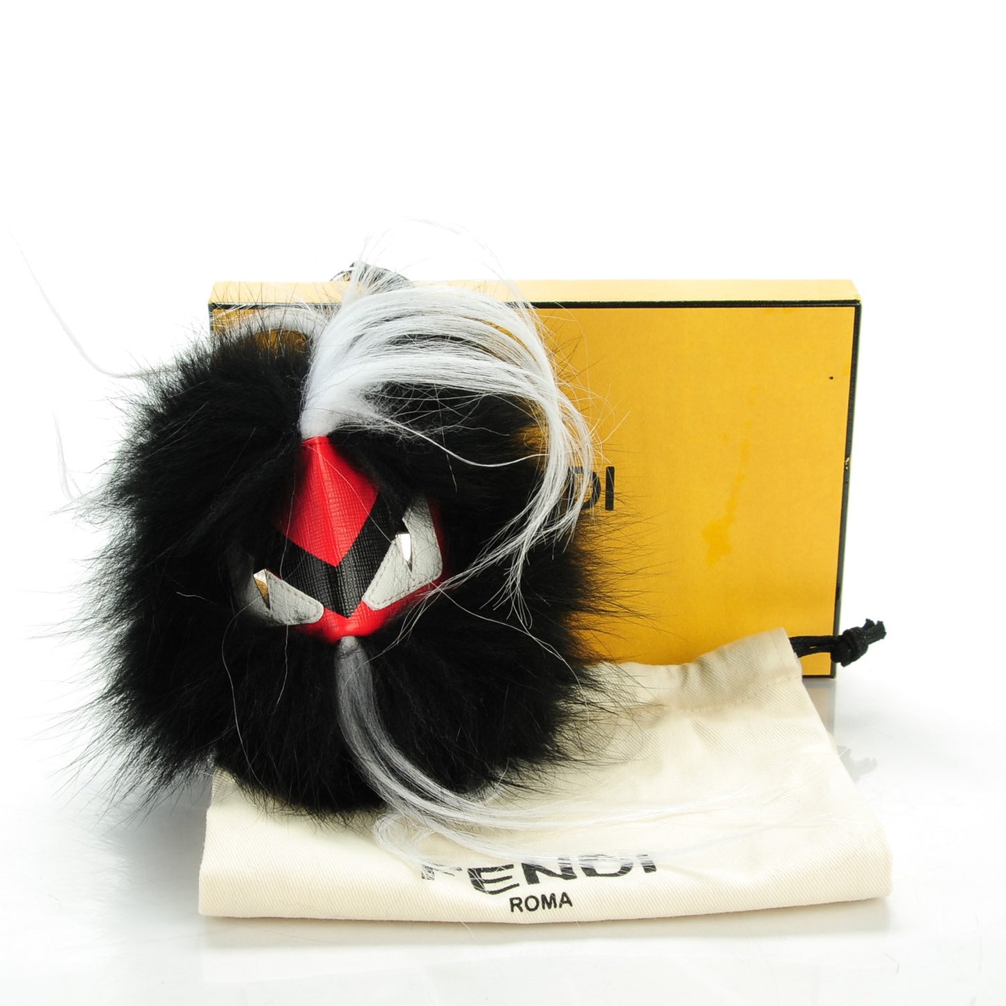 Vitello Elite Fox Goat Fur Igor Monster Bag Bug Cube Charm Rosso Black White