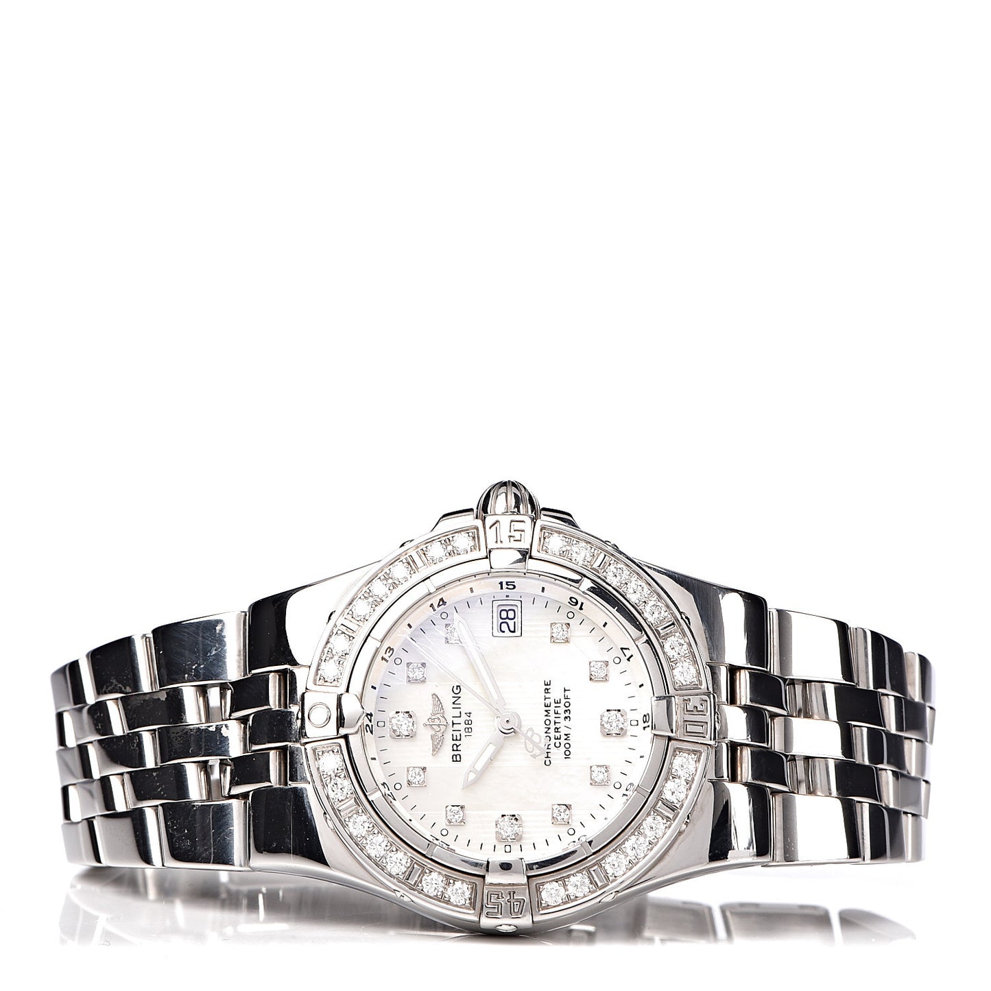 Stainless Steel Diamond Mother of Pearl 30mm Starliner Quartz Watch A71340