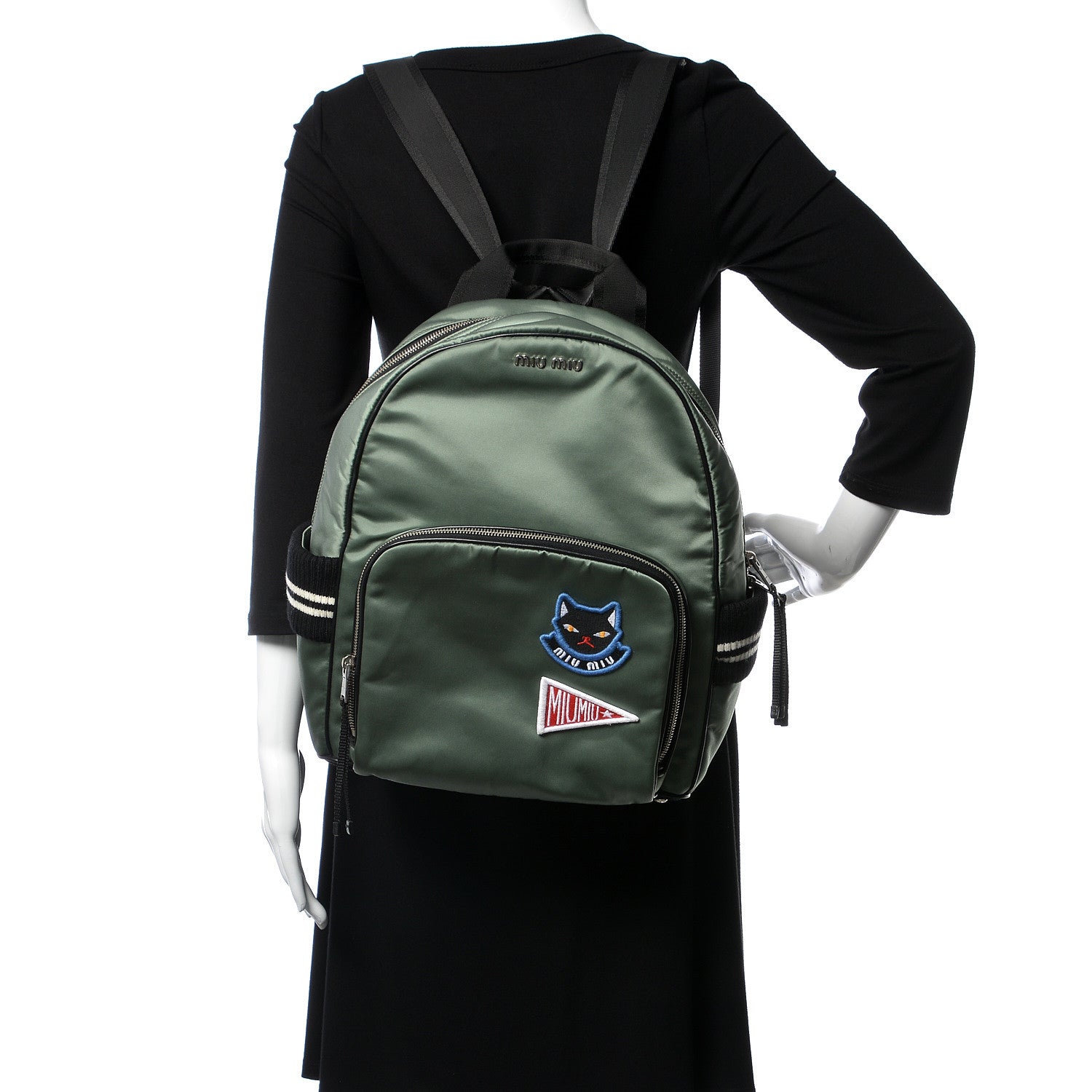 Miu Miu Nylon Satin Patches Bomber Backpack 2 of 10
