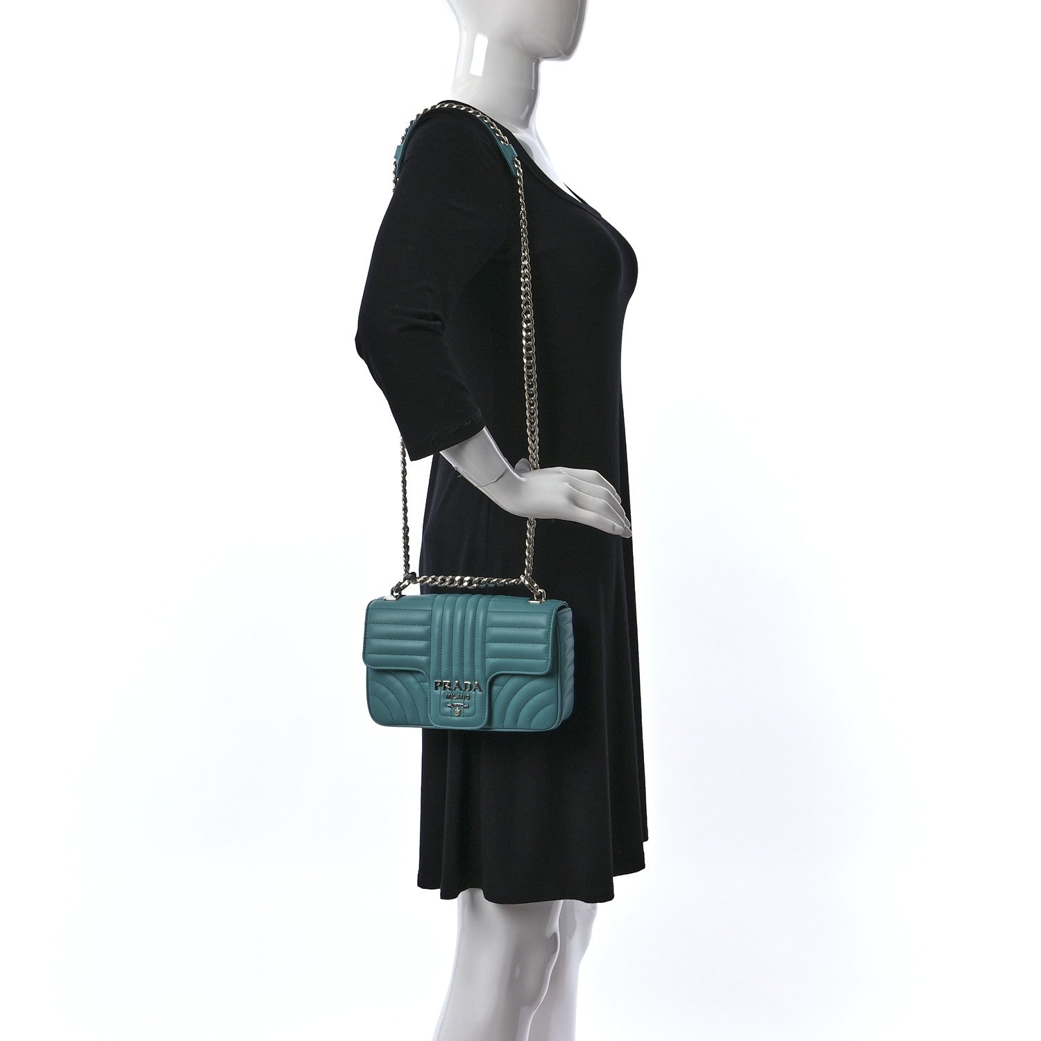 Prada Soft Calf Diagramme Medium Chain Flap Shoulder Bag Giada 2 of 13
