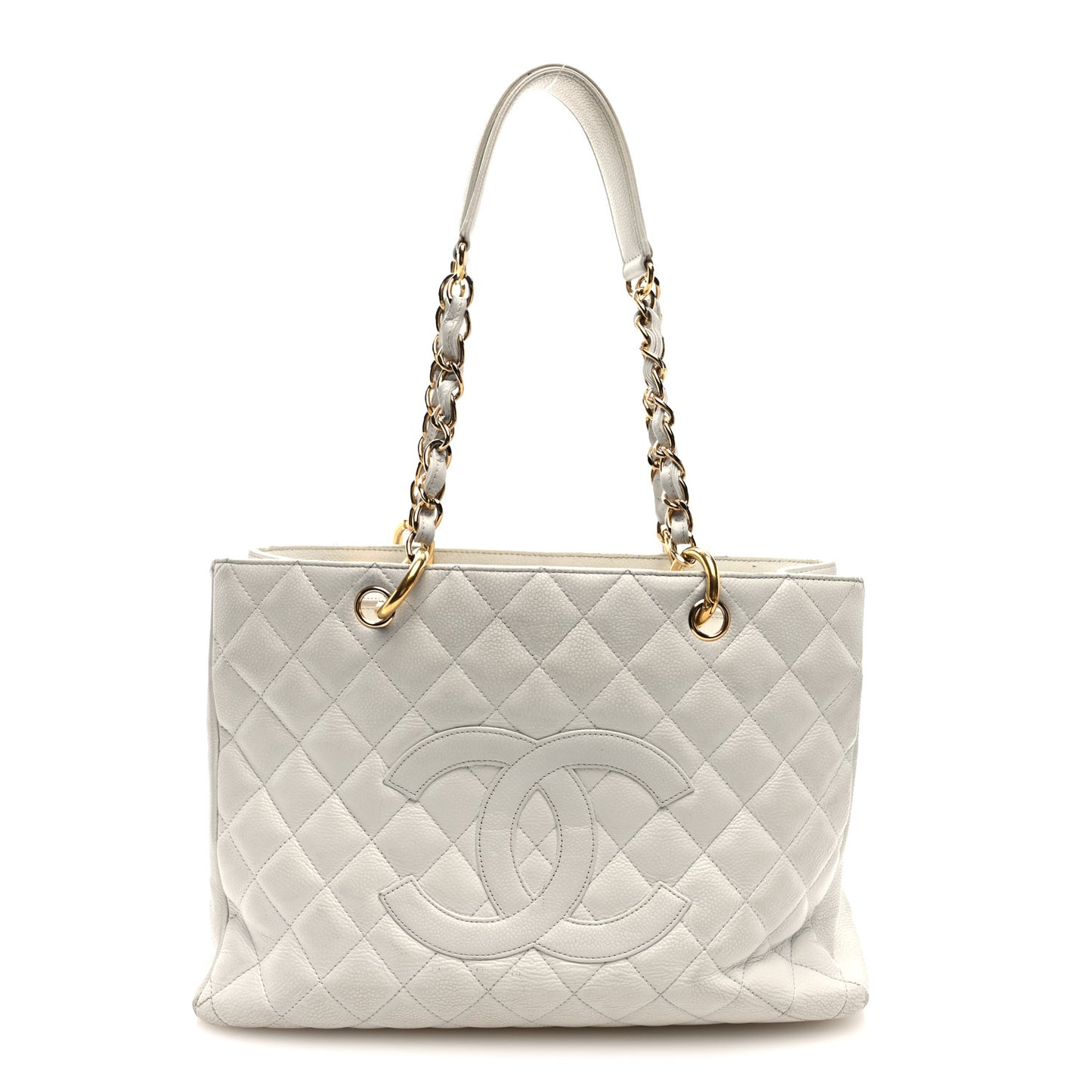 Caviar Quilted Grand Shopping Tote GST White