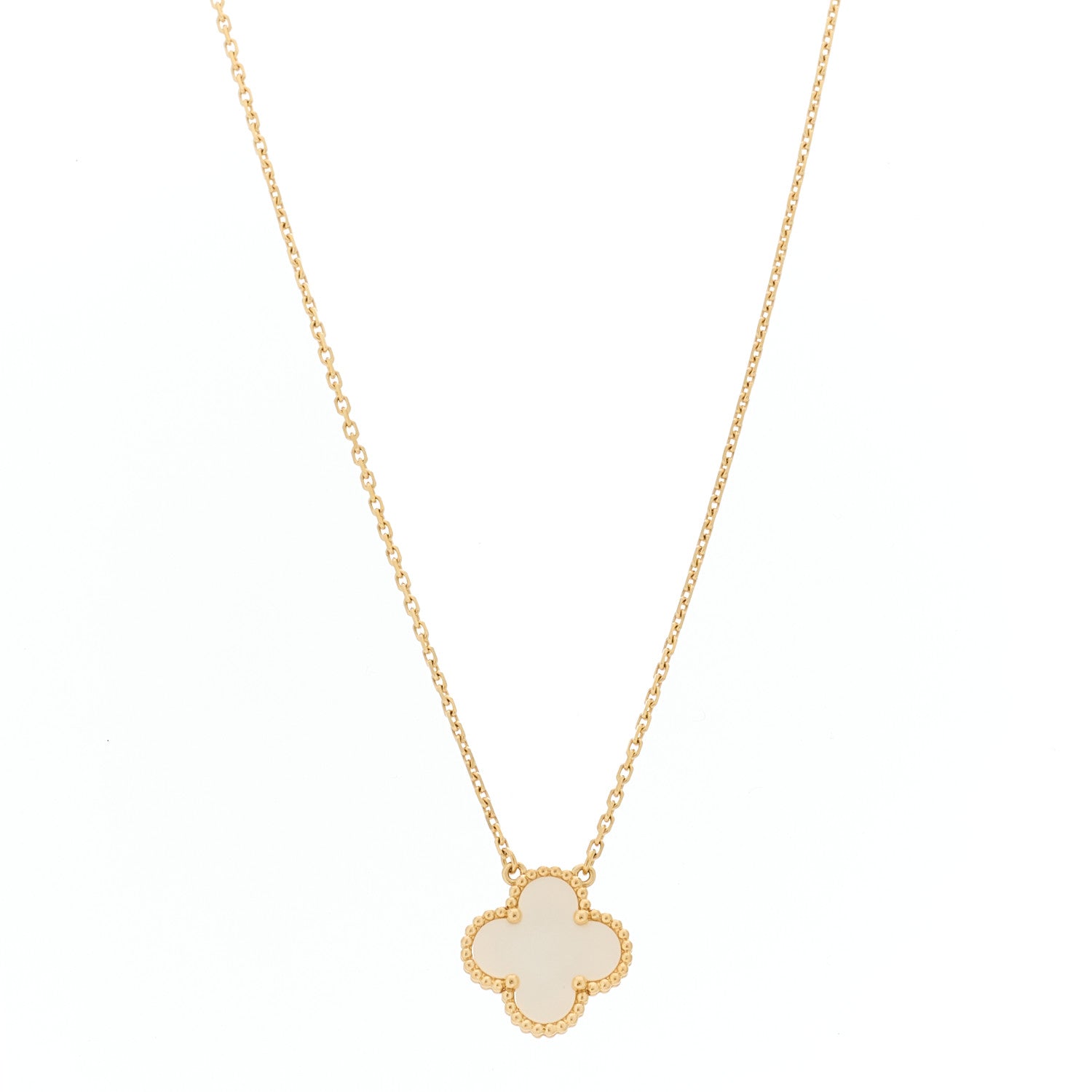 Van Cleef & Arpels 18K Yellow Gold Mother of Pearl Vintage Alhambra Pendant Necklace 1 of 6