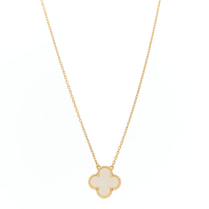 Van Cleef & Arpels 18K Yellow Gold Mother of Pearl Vintage Alhambra Pendant Necklace 1 of 6