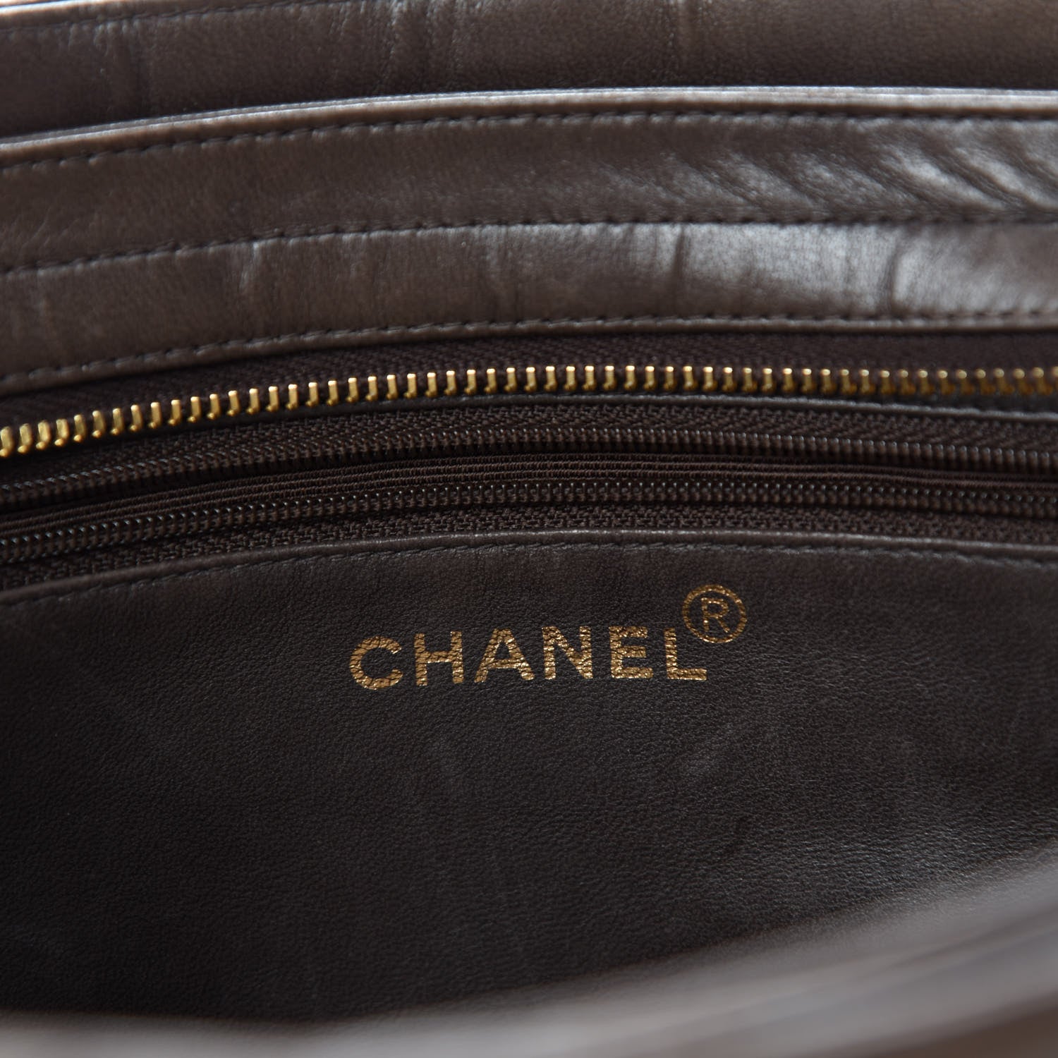 Chanel Lambskin Quilted Shopping Tote Dark Brown 12 of 15