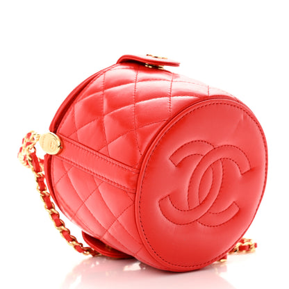 Chanel Lambskin Quilted Chain Top Handle Vanity With Chain Red 4 of 11