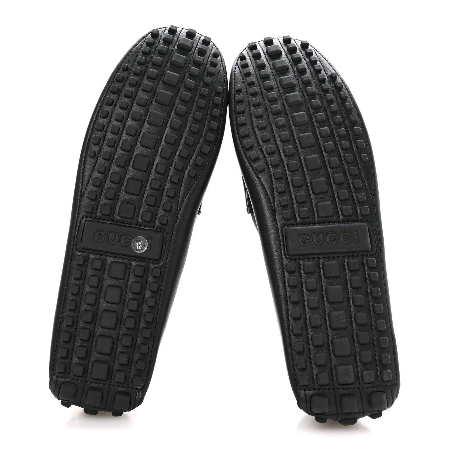 Soft Clove Calfskin Monochrome Mens Interlocking G Driver Loafers 12 Black