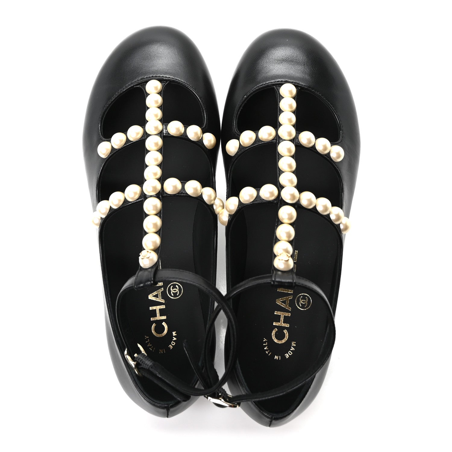 Chanel Goatskin Pearl Mary Janes Flats 35 Black 1857602 – FASHIONPHILE