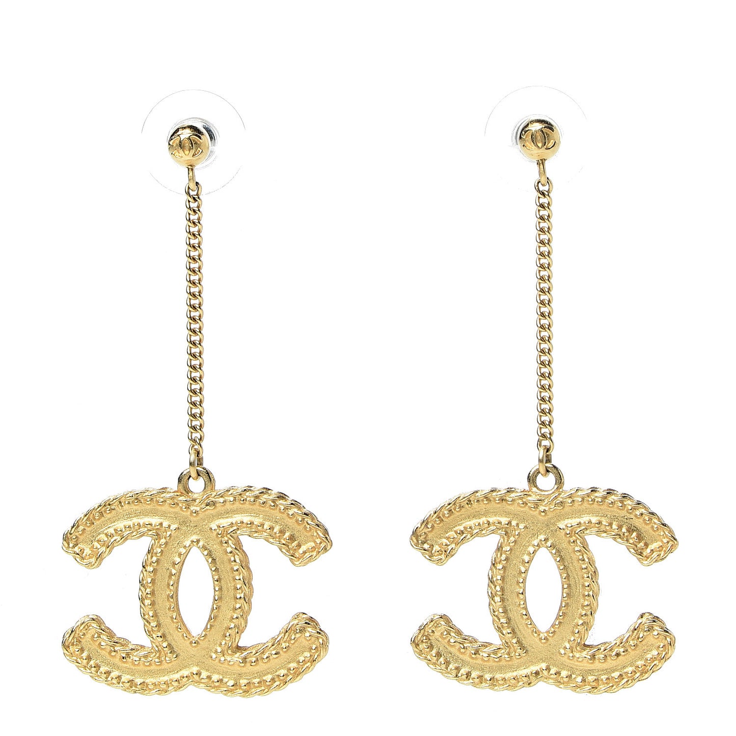 CC Drop Earrings Matte Gold