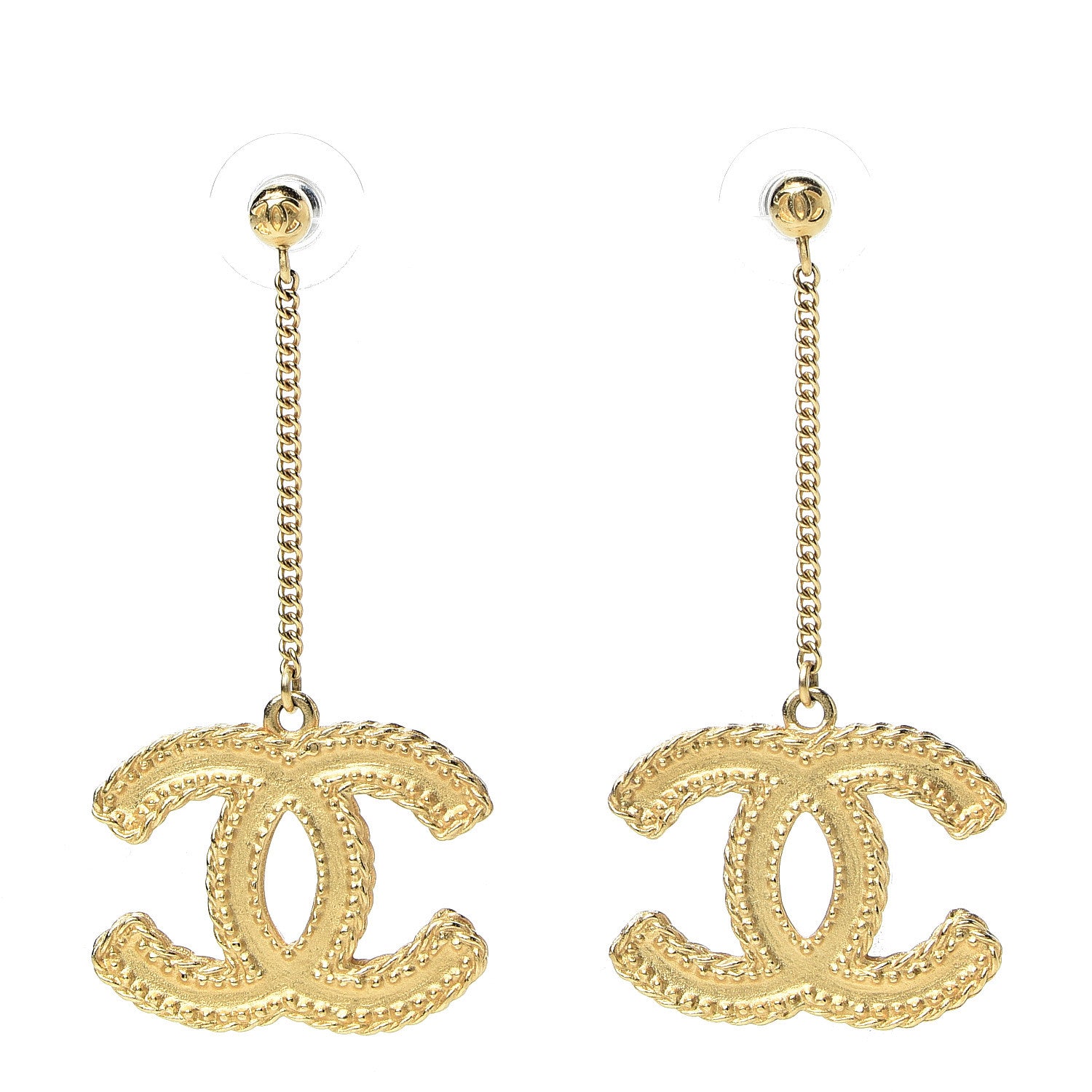 Chanel CC Drop Earrings Matte Gold 1 of 4