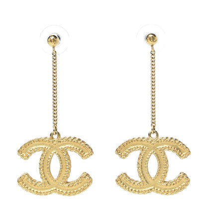 Chanel CC Drop Earrings Matte Gold 1 of 4