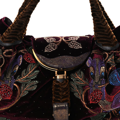 Fendi Velvet Embroidered Squirrel Spy Bordeaux Multicolor 8 of 12