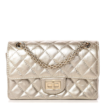 Chanel Metallic Aged Calfskin Quilted 2.55 Reissue Mini Flap Light Gold 1 of 10