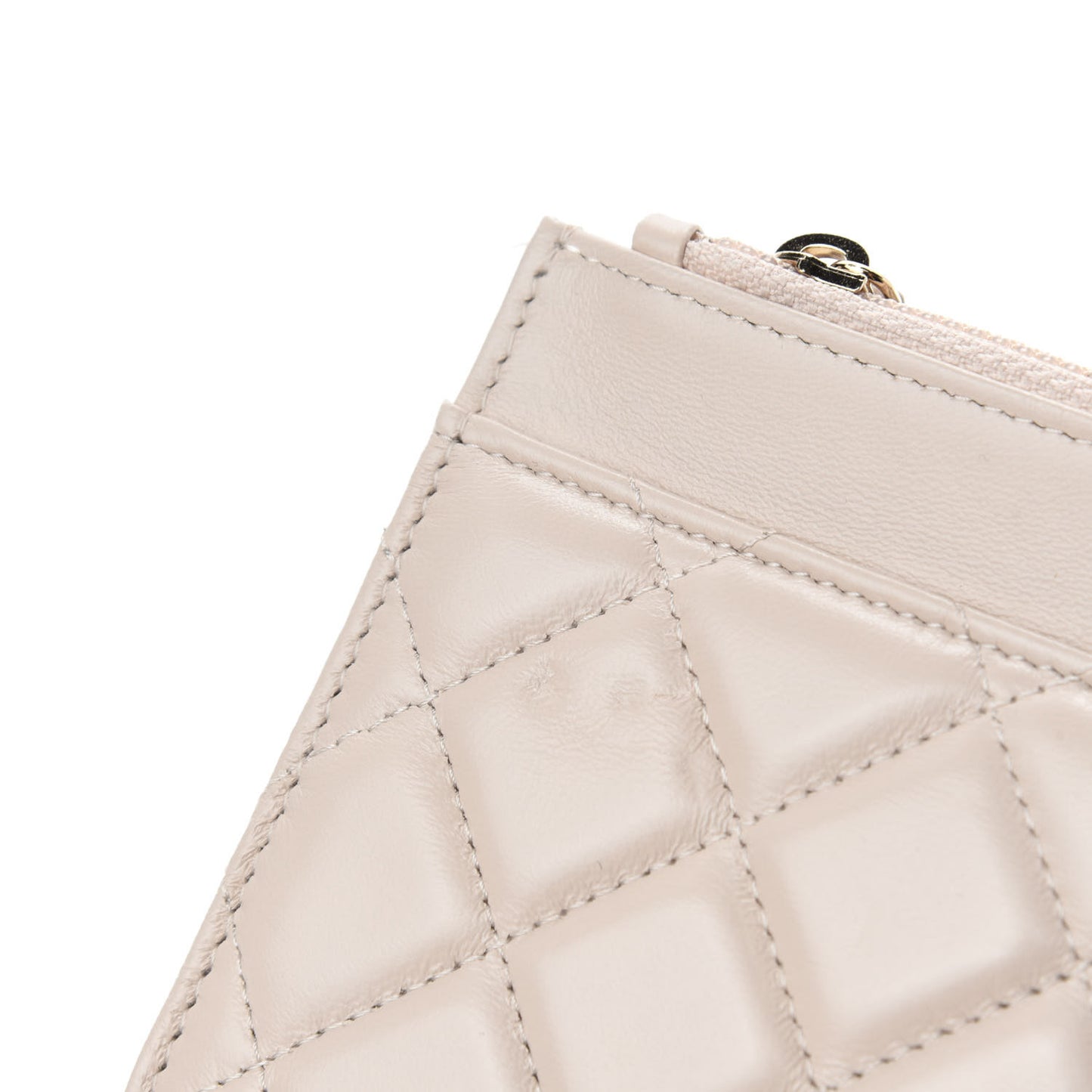 Lambskin Quilted Chain Around Wallet On Chain WOC Beige