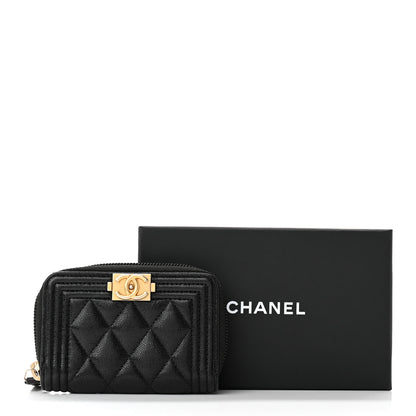 Chanel Caviar Quilted Boy Zip Around Coin Purse Wallet Black 9 of 9