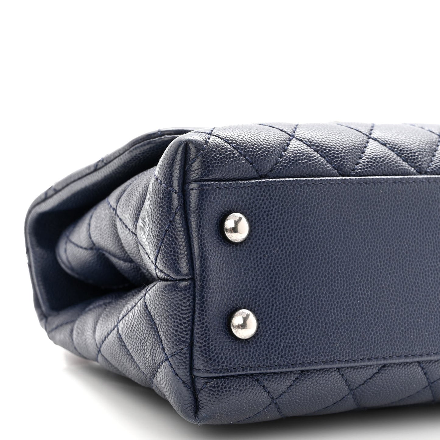 Caviar Lizard Embossed Quilted Mini Coco Handle Flap Dark Blue