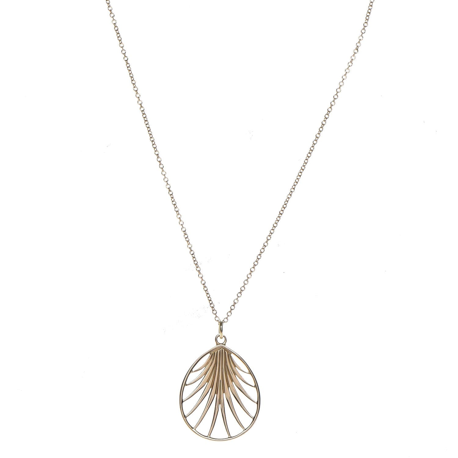 Tiffany 18K Yellow Gold Small Paloma Picasso Villa Paloma Palm Pendant Necklace 1 of 6